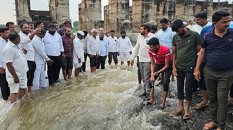 tembhu upsa irrigation scheme water to maan river bursting of firecrackers