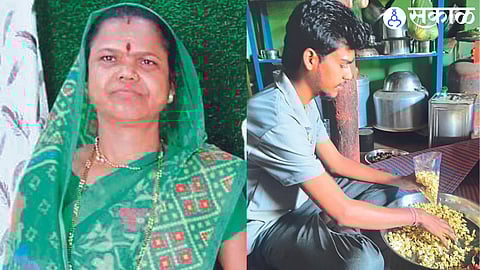 Latatai Musale and Son Karan while helping his mother.