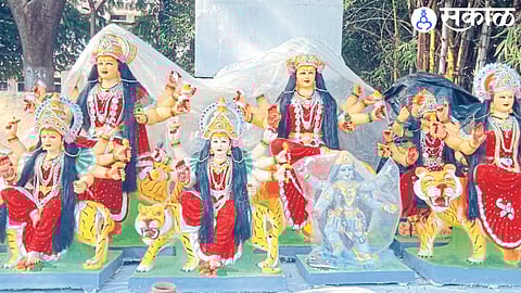 Idols of Adishakti in various shapes and forms are listed for sale in the market