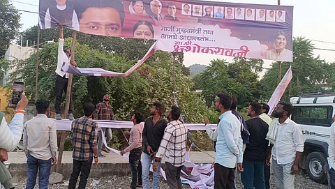 ashok chavan birthday banner torn down in Mahur aggressive Maratha community politics