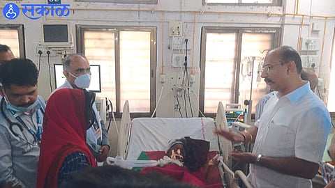 Kunal Patil while questioning Ramesh Bhadve, a child seriously injured in the leopard attack incident.