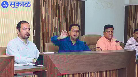 While reviewing the district annual plans on Friday, Collector Ayush Prasad and others.