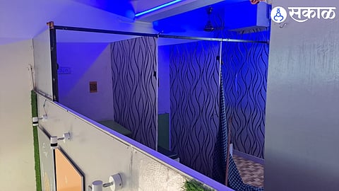 A cabin built into a coffee shop