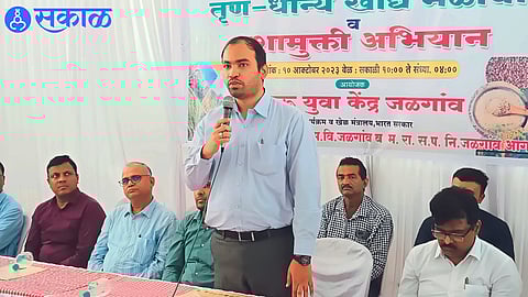 Chief Executive Officer of Zilla Parishad Ankit speaking at Nehru Yuva Kendra's Cereal, Food Mela on Wednesday.