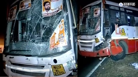 Bus Accident : शिंदे गटाच्या दसरा मेळाव्यावरून गावी परतणाऱ्या शिवसैनिकांचा भीषण अपघात, तीन बस अन् ट्रकची टक्कर
