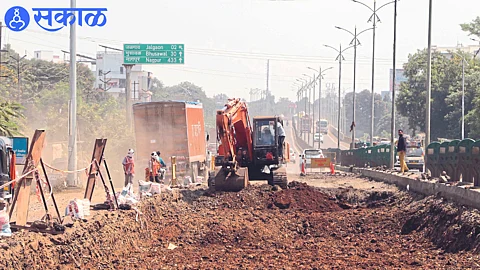 Road repair work in progress on the highway in front of Government Technical College on Thursday.