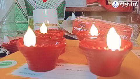 water-based lamps sold in the market on the occasion of Diwali.