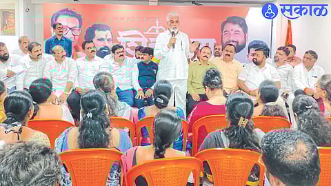 Guardian Minister Dada Bhuse during the preparatory meeting of the Dussehra gathering organized by Shiv Sena's Shinde group on Saturday. Neighbor officials.