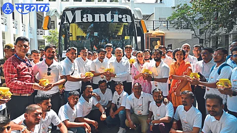 A total of eighteen Amrit Kalash from the district along with Nashik Municipal Corporation left for Mumbai on Thursday as part of the 'Majhi Mati- Maja Desh' campaign.