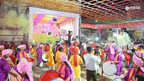 Gangapur navratri durga visarjan traditional music with procession marathi news