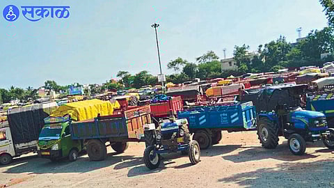 Record arrival of onion in market committee on Friday.