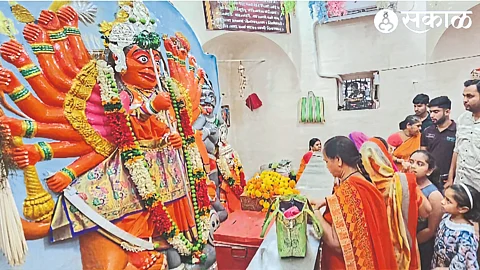 Crowds for darshan of Ekvira Devi in Gabhara