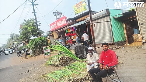 Vendors waiting for customers at the fodder market in Malegaon