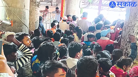 Devotees thronged the steps of Sri Bhagwati temple for darshan.