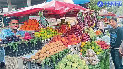 Fruit trolleys at shops