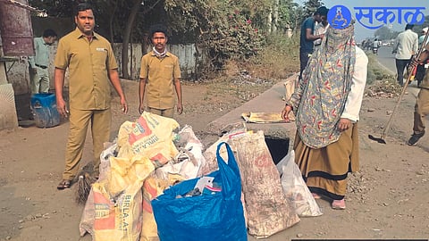 Plastic waste collected by the Municipal Corporation in various sections of the city.