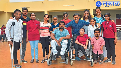 Yajurvendra Mahajan with the students of Manobal Kendra (file Photo)
