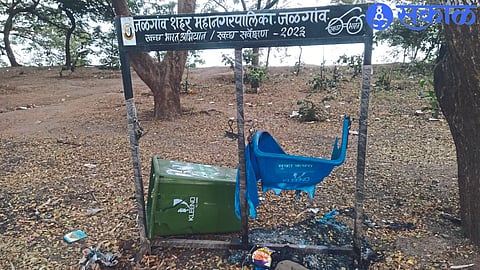 Destruction of municipal plastic waste bins on Mehrun Lake Chowpatty.