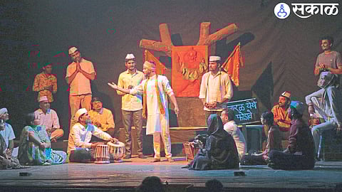 Actors performing scenes from the play 'Chorila Gela' in the state drama competition.