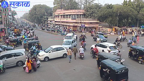 Unruly traffic at Tower Chowk.