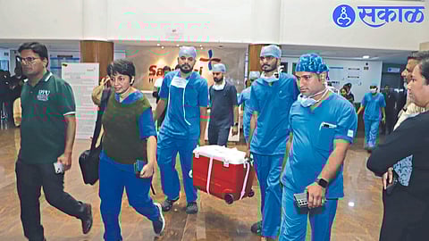 A medical team left with the organs of a brain-dead patient through the Green Corridor on Friday.