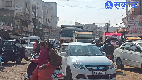 Congestion of vehicles due to unruly parking in the bus stand area.