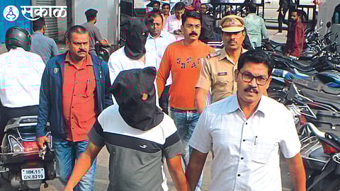 Police taking Bhushan Patil, Abhishek Balakwade, the suspected accused in the MD drugs case, to the court on Wednesday.