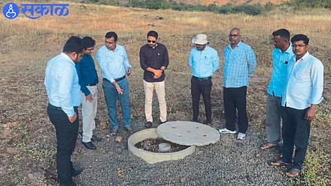 Pankaj Bakshe, Researcher of Central Ground Water Board inspecting works implemented to increase the groundwater level