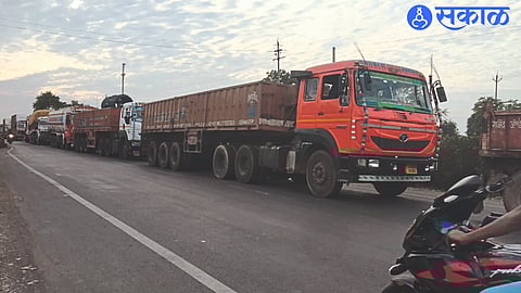 Traffic jam on Yevala-Nandgaon highway.