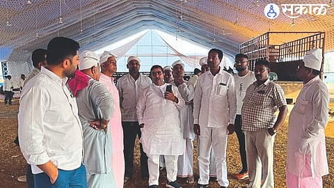 Council officials along with organizer BJP leader Dinkar Patil while inspecting the preparations for the All India Mahanubhava Samelan to be held here from December 20.