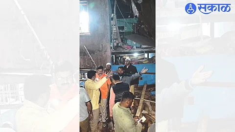 Relief work going on in a collapsed house in Byculla slum in Malegaon.