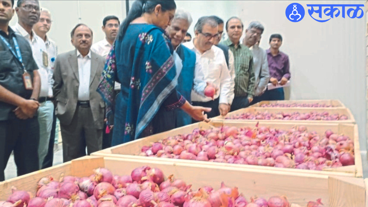 While inspecting the irradiated onion in Krishak Chairman of Atomic Energy Commission Dr. Ajit Kumar Mohanty, Joint Secretary of Anuja Center Sushma Shete, Director of Bhama Nuclear Research Center Vivek Bhasin, Dr. Satyendra Gautam.