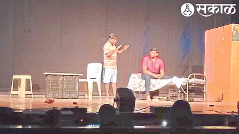 Scenes from the play 'Sampel ka kayki ha khel sawalyancha' which was presented in the state drama competition on Wednesday.