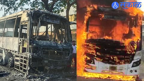shivshahi bus got fire in chandori nashik Fire Accident