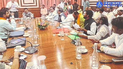 Minister Girish Mahajan speaking at a meeting of office bearers of Banjara community