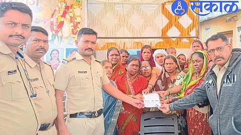 Woman giving statement to police on Sunday.