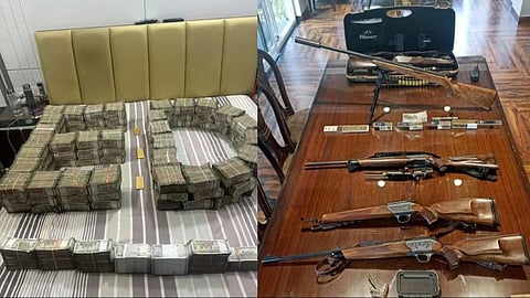 ed raids haryana former NDLA mla dilbag singh and associates Cash arms found