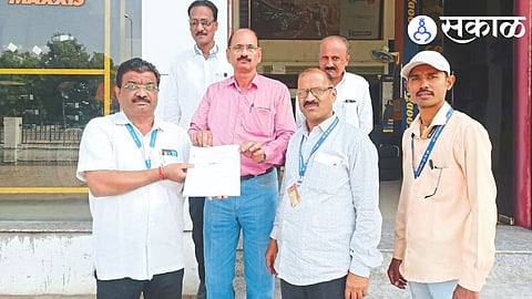 Property owner while giving check to municipal confiscation team.