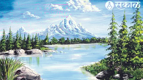 An attractive picture drawn by Mehran Dussar, a painter from Jammu and Kashmir participating in the National Youth Festival.