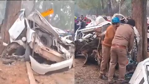 6 people died in a road accident in Jamshedpur Jharkhand after their car hit the divider new year