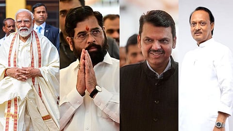 pm narendra modi in solapur for ray nagar project along with cm eknath shinde ajit pawar devendra fadnavis