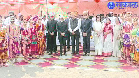 Girish Mahajan attending the flag salutation at the Republic Day police drill ground