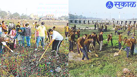 During garbage collection in Panzra river on Sunday