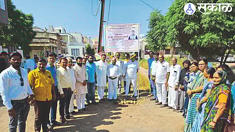 MLA Rajesh Padvi while laying the groundwork for development works in various wards under the special scheme of the state government.