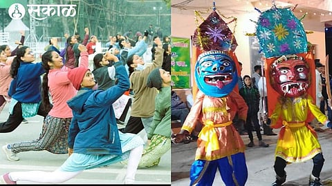 Nari Shakti Vandan Dance Artist Performing Bohada Mask, Songe Dance Art in New Delhi