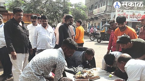 Employees of Municipal Encroachment Removal Department while removing encroachment in Dana Bazaar.