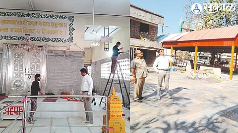 Jalgaon Ongoing beautification of Omkareshwar temple.