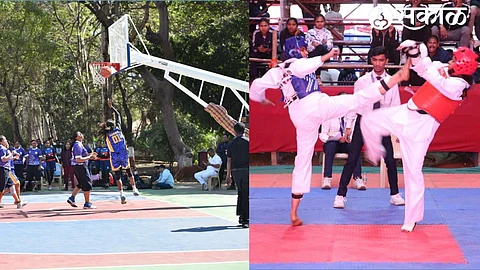 Exciting moments from the Taekwondo and Basketball match of the State Police Sports Tournament going on at the Maharashtra Police Academy ground.