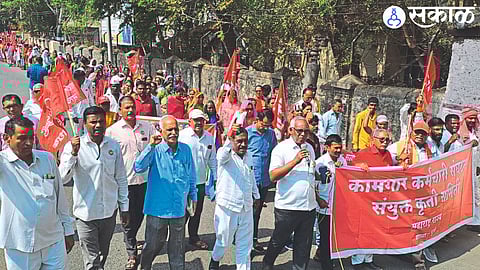 Labor-Employee Joint Action Committee march against government policies on Thursday.