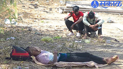 The students who have come to appear for the competitive exams are suffering due to lack of facilities. Due to this students sleeping in the open.